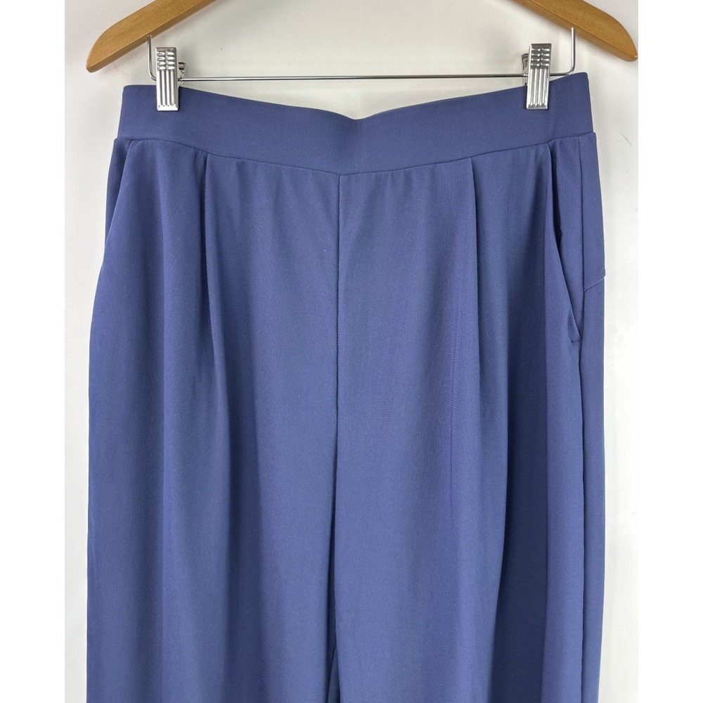 Halara Flex High Waisted Wide Leg Pants Micro Waffle Blue Womens LP Large Petite - Picture 3 of 14